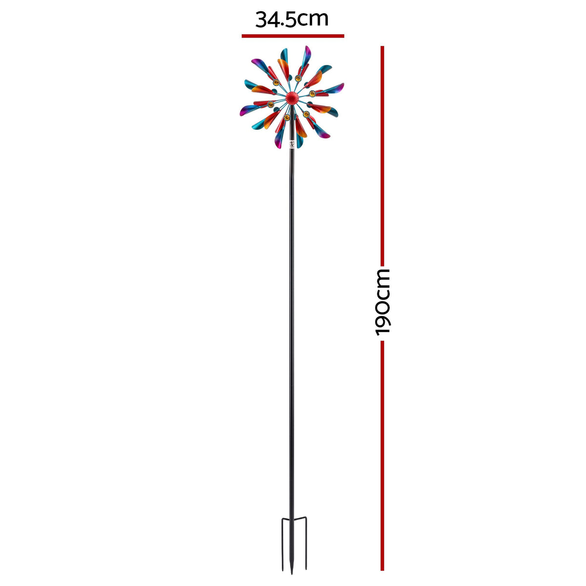Gardeon Garden Windmill Metal Double Wind Spinner Outdoor Lawn Decor 190cm-Home &amp; Garden > Decor > Garden Ornaments-PEROZ Accessories