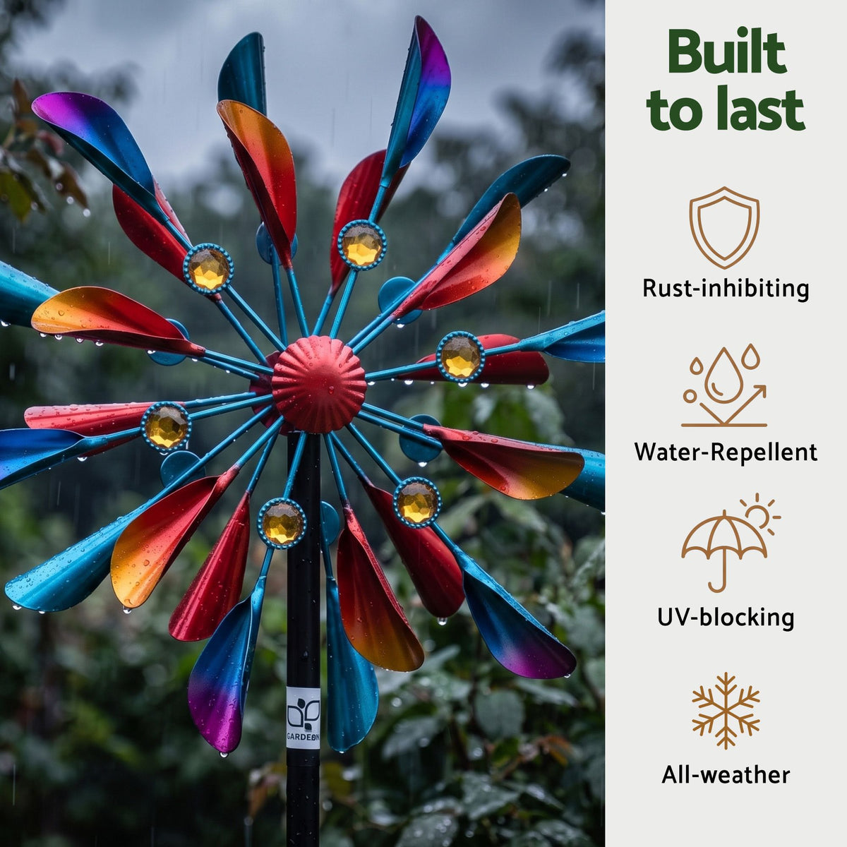 Gardeon Garden Windmill Metal Double Wind Spinner Outdoor Lawn Decor 190cm-Home &amp; Garden > Decor > Garden Ornaments-PEROZ Accessories