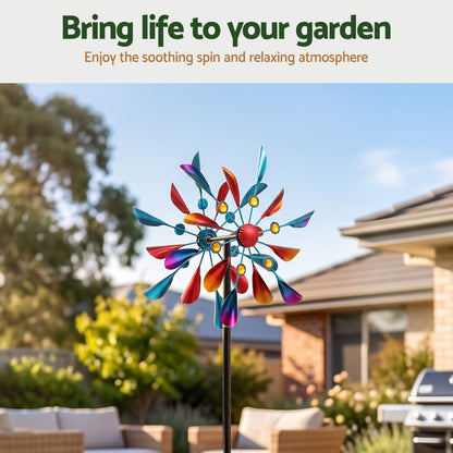 Gardeon Garden Windmill Metal Double Wind Spinner Outdoor Lawn Decor 190cm-Home &amp; Garden > Decor > Garden Ornaments-PEROZ Accessories