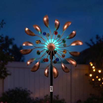 Gardeon Garden Windmill Metal Wind Spinner Solar Light Outdoor 190cmr Bronze-Home &amp; Garden > Decor > Garden Ornaments-PEROZ Accessories