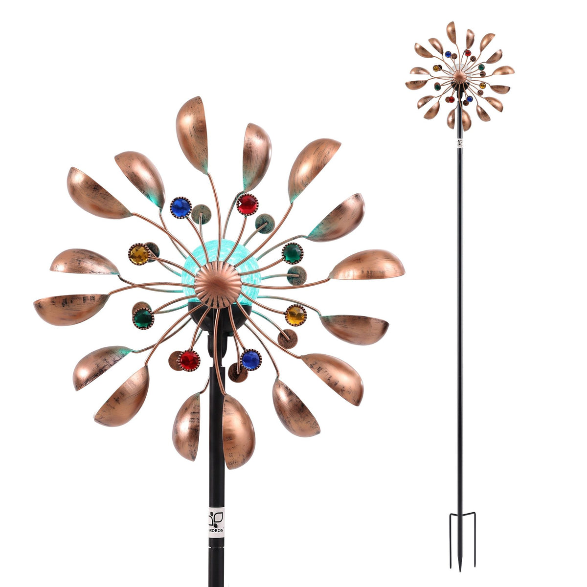 Gardeon Garden Windmill Metal Wind Spinner Solar Light Outdoor 190cmr Bronze-Home &amp; Garden > Decor > Garden Ornaments-PEROZ Accessories