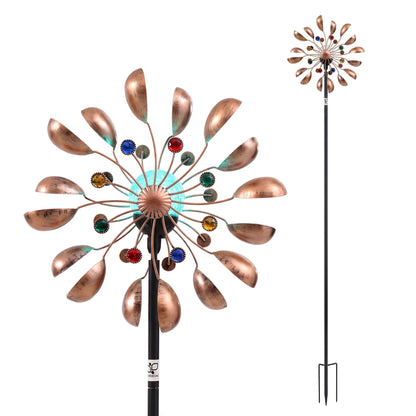 Gardeon Garden Windmill Metal Wind Spinner Solar Light Outdoor 190cmr Bronze-Home &amp; Garden > Decor > Garden Ornaments-PEROZ Accessories
