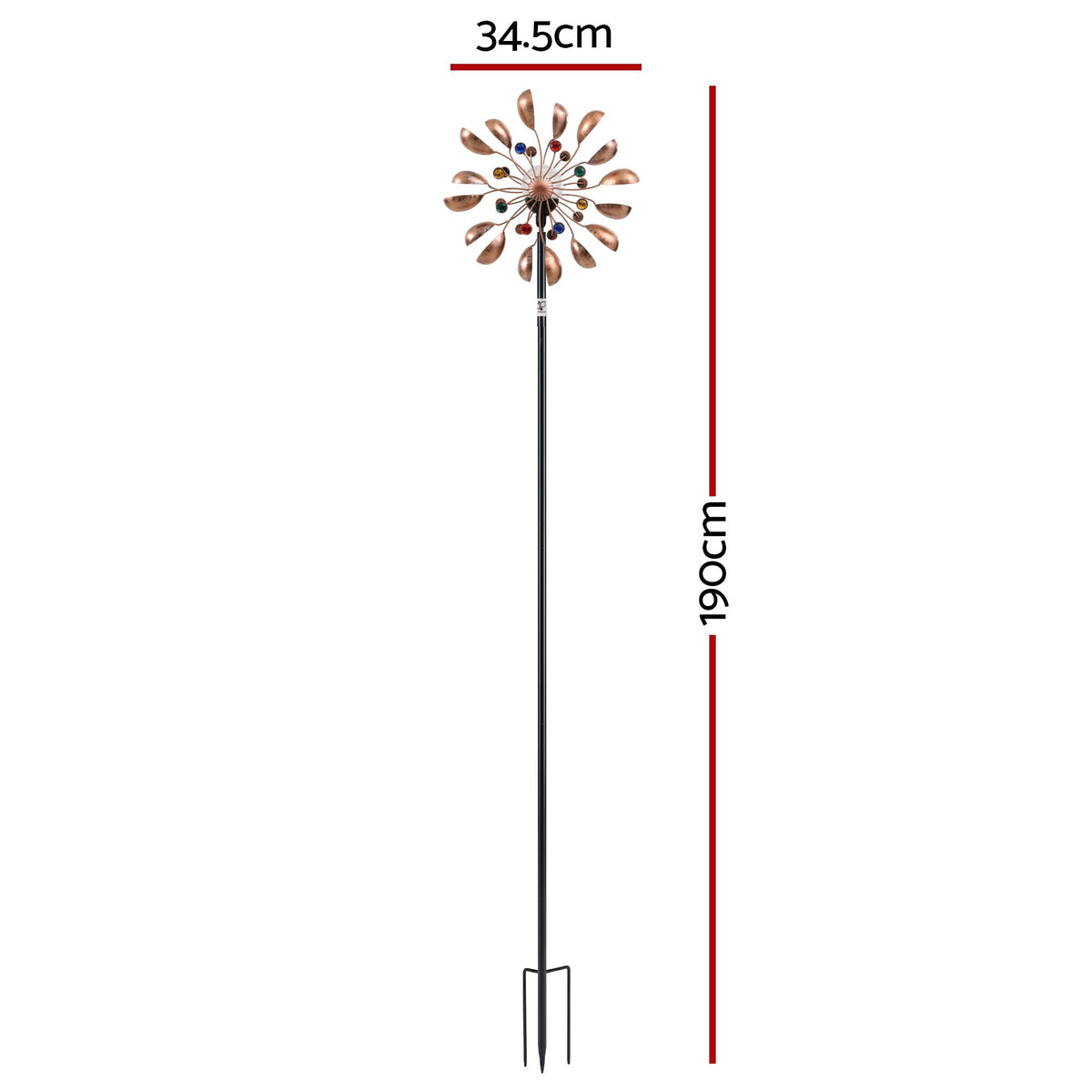 Gardeon Garden Windmill Metal Wind Spinner Solar Light Outdoor 190cmr Bronze-Home &amp; Garden > Decor > Garden Ornaments-PEROZ Accessories