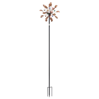 Gardeon Garden Windmill Metal Wind Spinner Solar Light Outdoor 190cmr Bronze-Home &amp; Garden > Decor > Garden Ornaments-PEROZ Accessories