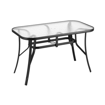 Gardeon 120CM Outdoor Dining Table Steel Parasol Hole Desk Patio Furniture Black-Furniture > Outdoor > Outdoor Tables-PEROZ Accessories