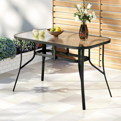Gardeon 120CM Outdoor Dining Table Steel Parasol Hole Desk Patio Furniture Black-Furniture > Outdoor > Outdoor Tables-PEROZ Accessories