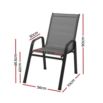 Gardeon 2PC Outdoor Dining Chairs Stackable Lounge Chair Patio Furniture Grey-Furniture > Outdoor > Outdoor Chairs-PEROZ Accessories