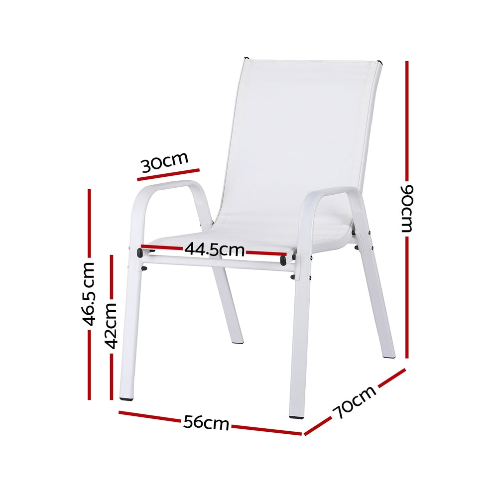 Gardeon 2PC Outdoor Dining Chairs Stackable Lounge Chair Patio Furniture White-Furniture > Outdoor > Outdoor Chairs-PEROZ Accessories