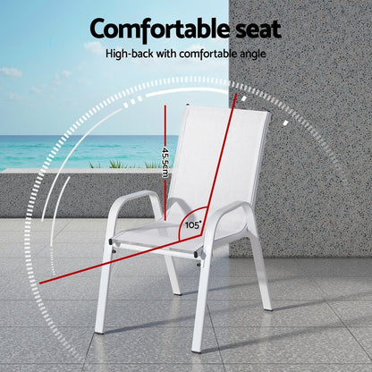 Gardeon 2PC Outdoor Dining Chairs Stackable Lounge Chair Patio Furniture White-Furniture > Outdoor > Outdoor Chairs-PEROZ Accessories