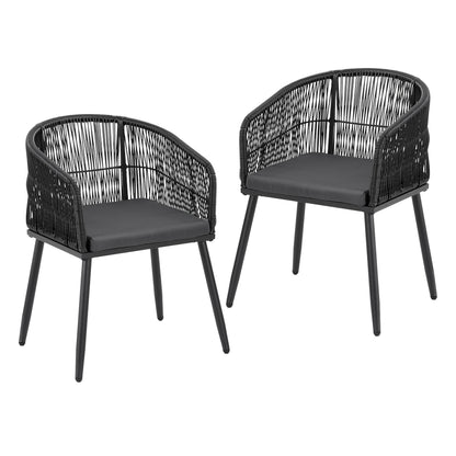 Gardeon 2PC Outdoor Dining Chairs Wicker Chair Patio Furniture Garden Steel Black-Furniture > Outdoor > Outdoor Chairs-PEROZ Accessories