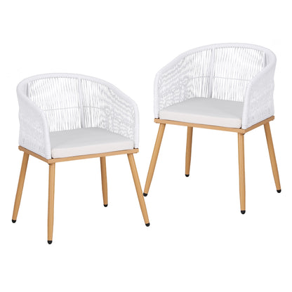 Gardeon 2PC Outdoor Dining Chairs Wicker Chair Patio Furniture Garden Steel White-Furniture > Outdoor > Outdoor Chairs-PEROZ Accessories