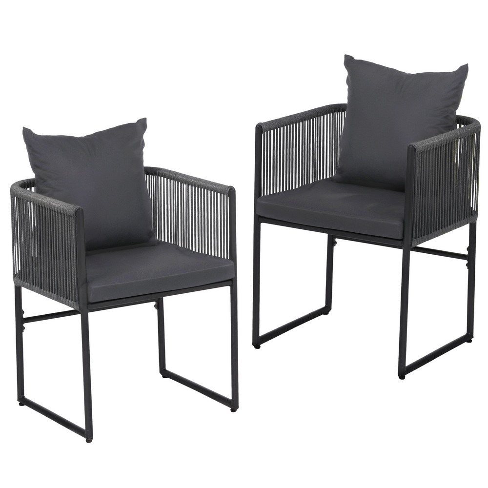 Gardeon 2PC Outdoor Dining Chairs Woven Rope Chair Patio Furniture Garden Steel-Furniture &gt; Outdoor &gt; Outdoor Chairs-PEROZ Accessories