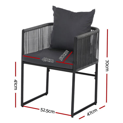Gardeon 2PC Outdoor Dining Chairs Woven Rope Chair Patio Furniture Garden Steel-Furniture &gt; Outdoor &gt; Outdoor Chairs-PEROZ Accessories