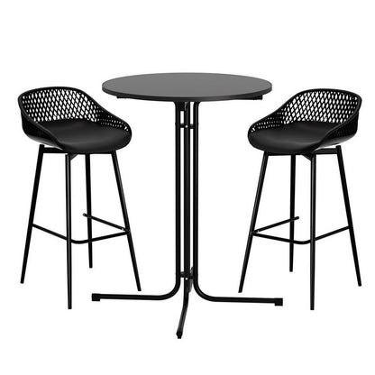 Gardeon 3PC Outdoor Bar Set Stools Dining Chairs Table Patio Furniture Bistro Set Black-Furniture &gt; Outdoor &gt; Outdoor Dining Sets-PEROZ Accessories