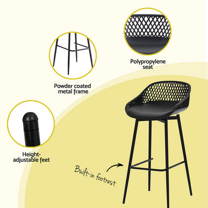 Gardeon 3PC Outdoor Bar Set Stools Dining Chairs Table Patio Furniture Bistro Set Black-Furniture &gt; Outdoor &gt; Outdoor Dining Sets-PEROZ Accessories