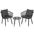 Gardeon 3PC Outdoor Bistro Set Patio Furniture Lounge Setting Table and Chairs Grey-Furniture > Outdoor > Outdoor Sofas & Lounge Sets-PEROZ Accessories