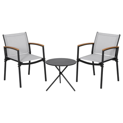 Gardeon 3PC Outdoor Bistro Set Table and Chairs Steel Dining Chair Patio Furniture Textilene-Furniture > Outdoor > Outdoor Dining Sets-PEROZ Accessories