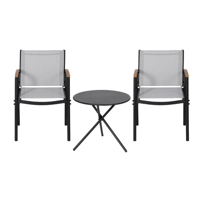 Gardeon 3PC Outdoor Bistro Set Table and Chairs Steel Dining Chair Patio Furniture Textilene-Furniture > Outdoor > Outdoor Dining Sets-PEROZ Accessories
