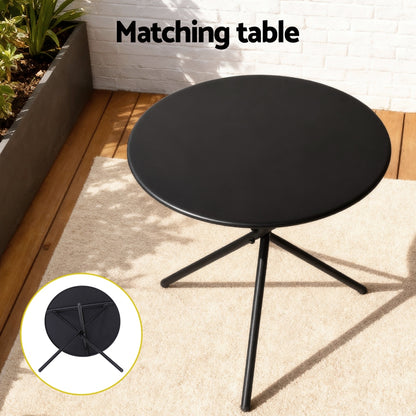Gardeon 3PC Outdoor Bistro Set Table and Chairs Steel Dining Chair Patio Furniture Textilene-Furniture > Outdoor > Outdoor Dining Sets-PEROZ Accessories