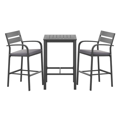 Gardeon 3Pcs Outdoor Bar Set Stools Dining Chairs Table Patio Aluminium Bistro Set Black-Furniture > Outdoor > Outdoor Dining Sets-PEROZ Accessories