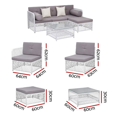 Gardeon 4 Seater Outdoor Sofa Set 5PCS Table Chair Set Garden Patio Furniture-Furniture &gt; Outdoor &gt; Outdoor Sofas &amp; Lounge Sets-PEROZ Accessories