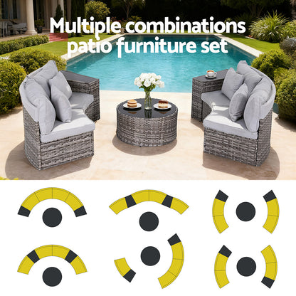 Gardeon 4 Seater Outdoor Sofa Set 7PCS Table Chair Set Garden Rattan Patio Furniture-Furniture > Outdoor > Outdoor Sofas &amp; Lounge Sets-PEROZ Accessories