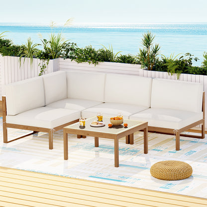 Gardeon 4-Seater Outdoor Sofa Set Wooden Lounge Setting 5PCS-Furniture > Outdoor > Outdoor Sofas &amp; Lounge Sets-PEROZ Accessories