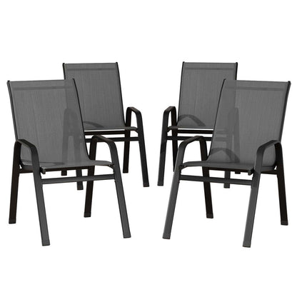 Gardeon 4PC Outdoor Dining Chairs Stackable Lounge Chair Patio Furniture Grey-Furniture &gt; Outdoor &gt; Outdoor Chairs-PEROZ Accessories