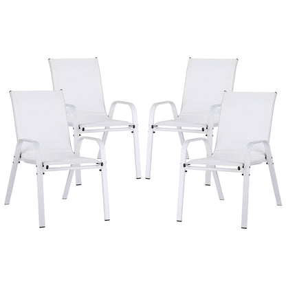 Gardeon 4PC Outdoor Dining Chairs Stackable Lounge Chair Patio Furniture White-Furniture > Outdoor > Outdoor Chairs-PEROZ Accessories