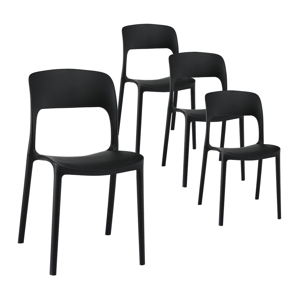 Gardeon 4PC Outdoor Dining Chairs Stackable PP Patio Chair Garden Furniture Black-Furniture &gt; Outdoor &gt; Outdoor Chairs-PEROZ Accessories