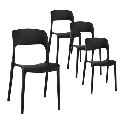 Gardeon 4PC Outdoor Dining Chairs Stackable PP Patio Chair Garden Furniture Black-Furniture > Outdoor > Outdoor Chairs-PEROZ Accessories