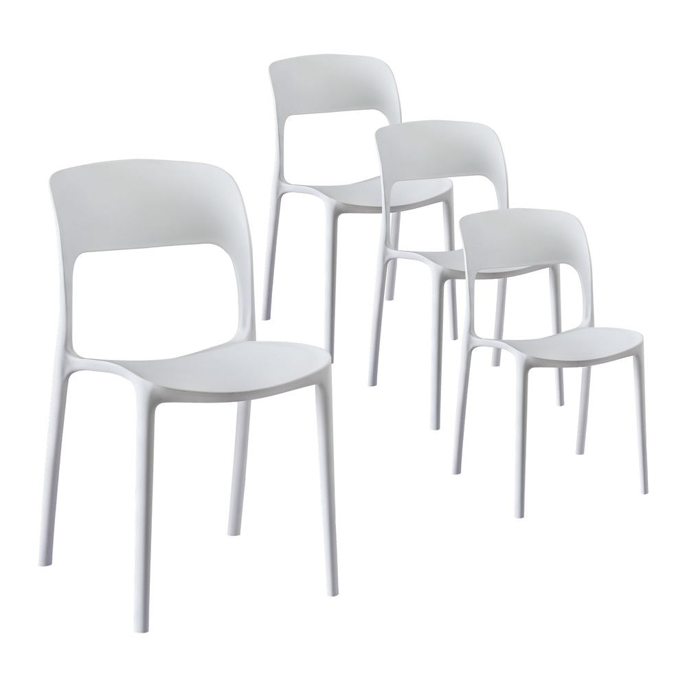 Gardeon 4PC Outdoor Dining Chairs Stackable PP Patio Chair Garden Furniture White-Furniture &gt; Outdoor &gt; Outdoor Chairs-PEROZ Accessories
