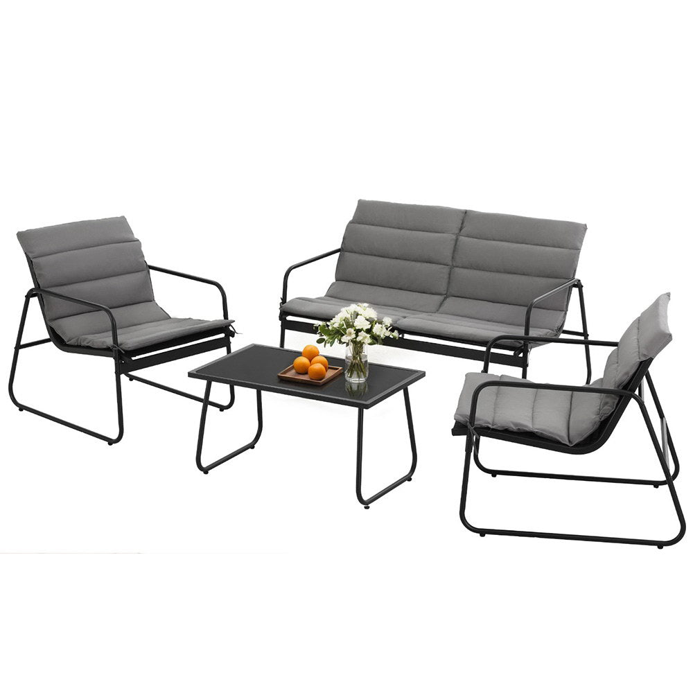 Gardeon 4PCS Outdoor Sofa Set Table and Chairs Cushion textilene Patio Furniture-Furniture &gt; Outdoor &gt; Outdoor Sofas &amp; Lounge Sets-PEROZ Accessories