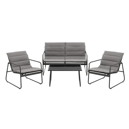 Gardeon 4PCS Outdoor Sofa Set Table and Chairs Cushion textilene Patio Furniture-Furniture > Outdoor > Outdoor Sofas &amp; Lounge Sets-PEROZ Accessories