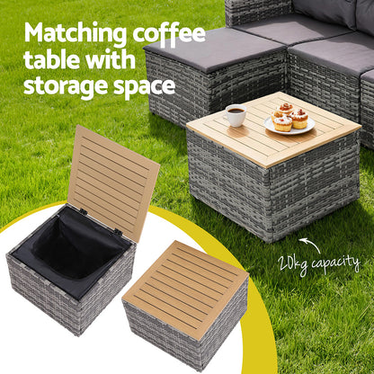 Gardeon 5 Pieces Outdoor Sofa Set 4-Seater Grey Rattan Patio Furniture Table and Chair Setting-Furniture > Outdoor > Outdoor Sofas &amp; Lounge Sets-PEROZ Accessories