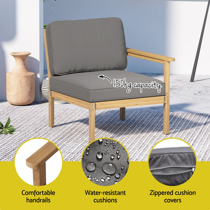 Gardeon 5-Seater Outdoor Sofa Set Wooden Lounge Setting 6PCS-Furniture > Outdoor > Outdoor Sofas &amp; Lounge Sets-PEROZ Accessories