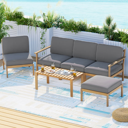 Gardeon 5-Seater Outdoor Sofa Set Wooden Lounge Setting 6PCS-Furniture > Outdoor > Outdoor Sofas &amp; Lounge Sets-PEROZ Accessories