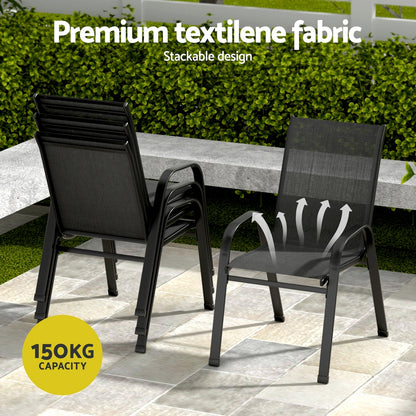Gardeon 5PC Outdoor Dining Set Table and Chairs Patio Furniture Bistro Set Garden Black-Furniture > Outdoor > Outdoor Dining Sets-PEROZ Accessories