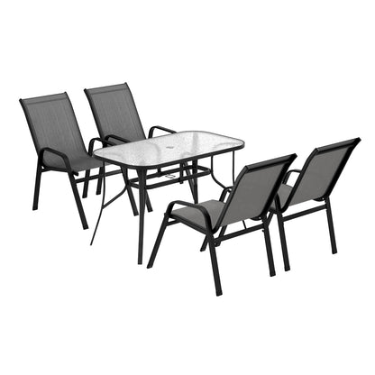 Gardeon 5PC Outdoor Dining Set Table and Chairs Patio Furniture Bistro Set Garden Grey-Furniture > Outdoor > Outdoor Dining Sets-PEROZ Accessories