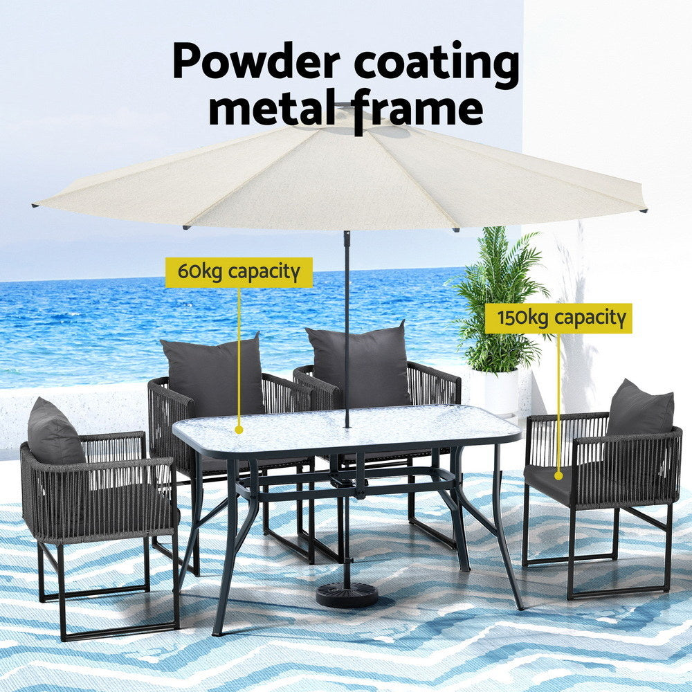 Gardeon 5PC Outdoor Dining Set Table and Chairs Patio Furniture Garden Bistro Set Black-Furniture &gt; Dining &gt; Dining Set-PEROZ Accessories