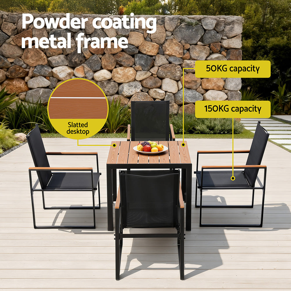 Gardeon 5PCS Outdoor Dining Set Table and Chairs Patio Garden Furniture Bistro Set-Furniture > Dining > Dining Set-PEROZ Accessories