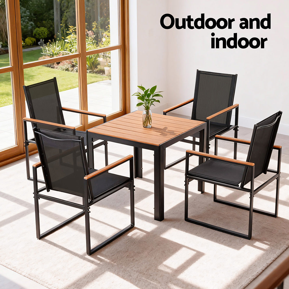 Gardeon 5PCS Outdoor Dining Set Table and Chairs Patio Garden Furniture Bistro Set-Furniture > Dining > Dining Set-PEROZ Accessories