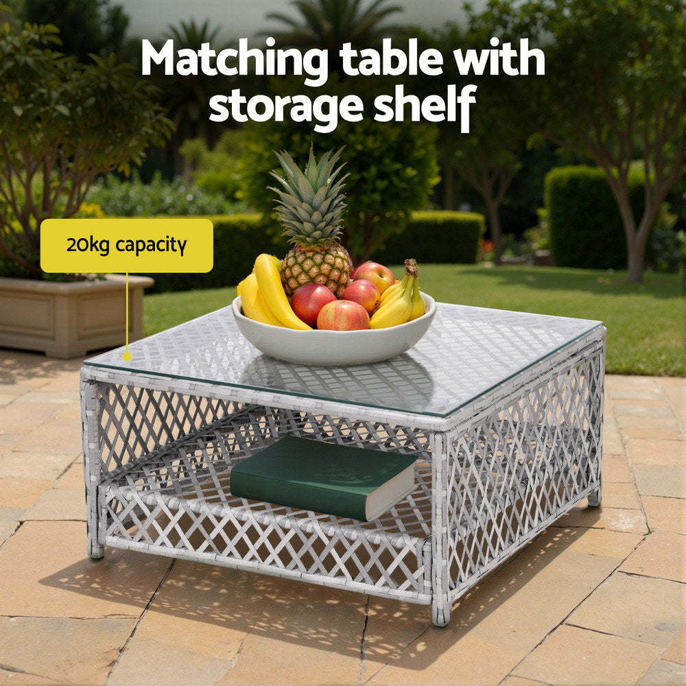 Gardeon 6 Seater Outdoor Sofa Set 7PCS Table Chair Set Garden Rattan Patio Furniture-Furniture &gt; Outdoor &gt; Outdoor Sofas &amp; Lounge Sets-PEROZ Accessories