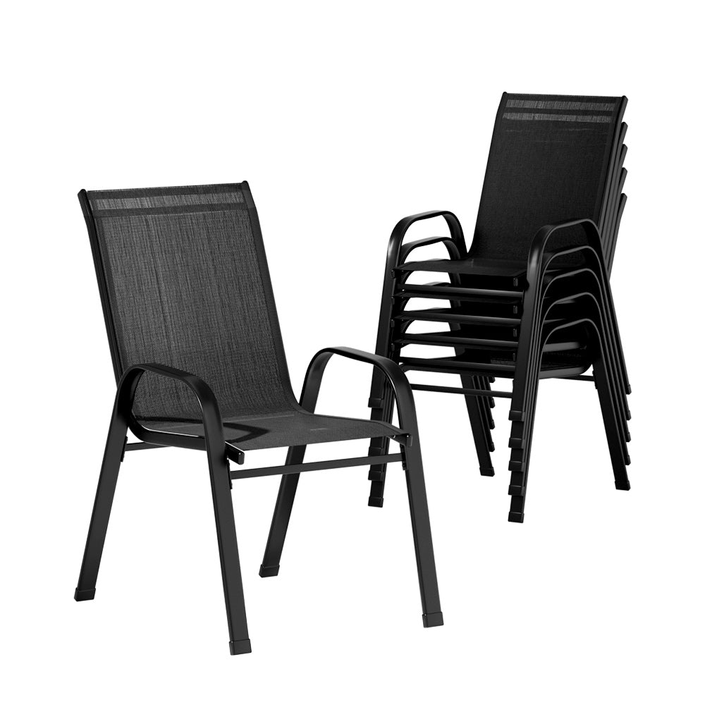Gardeon 6PC Outdoor Dining Chairs Stackable Lounge Chair Patio Furniture Black-Furniture > Outdoor > Outdoor Dining Sets-PEROZ Accessories