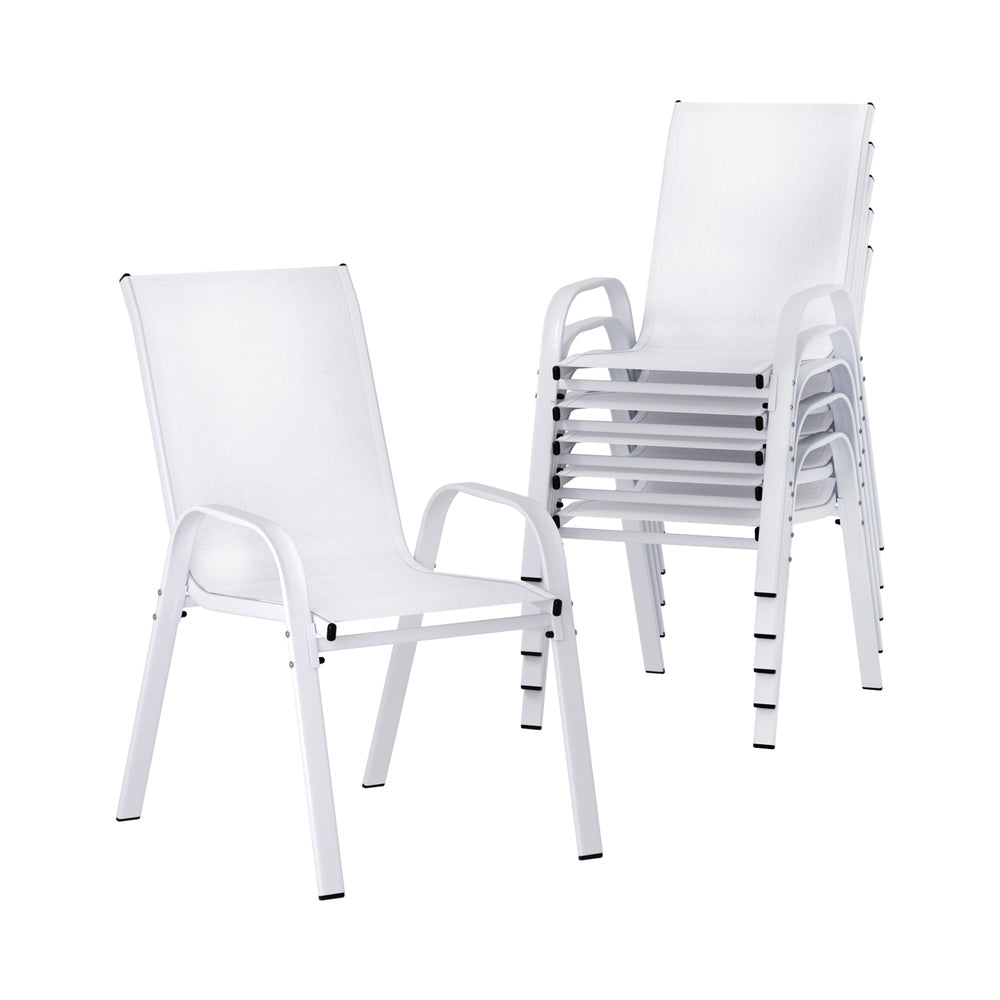Gardeon 6PC Outdoor Dining Chairs Stackable Lounge Chair Patio Furniture White-Furniture &gt; Outdoor &gt; Outdoor Chairs-PEROZ Accessories