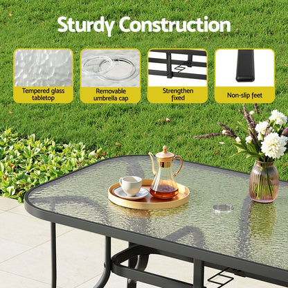 Gardeon 7PC Outdoor Dining Set Table and Chairs Patio Furniture Garden Bistro Set Black-Furniture > Outdoor > Outdoor Dining Sets-PEROZ Accessories