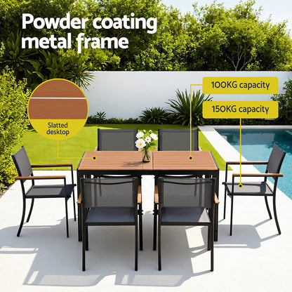 Gardeon 7PCS Outdoor Dining Set Table and Chairs Patio Garden Furniture Bistro Set-Furniture > Outdoor > Outdoor Dining Sets-PEROZ Accessories