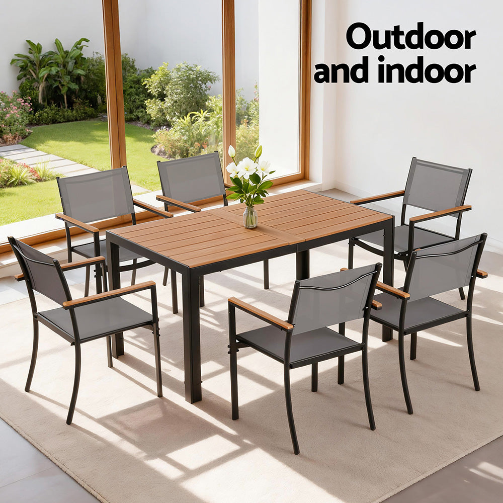 Gardeon 7PCS Outdoor Dining Set Table and Chairs Patio Garden Furniture Bistro Set-Furniture > Outdoor > Outdoor Dining Sets-PEROZ Accessories