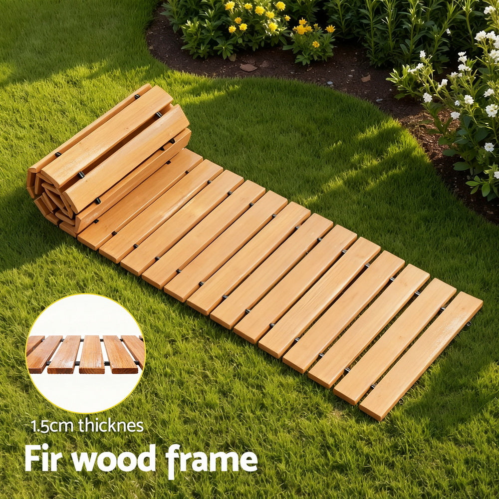Gardeon 8FT Wooden Garden Pathway Roll-Out Straight Walkway Outdoor Backyard Brown-Home &amp; Garden > Decor > Garden Ornaments-PEROZ Accessories