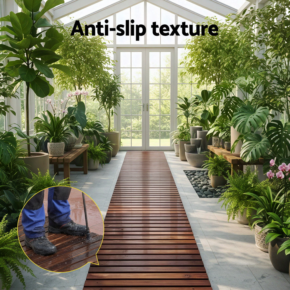 Gardeon 8FT Wooden Garden Pathway Roll-Out Straight Walkway Outdoor Backyard Charcoal Brown-Home &amp; Garden > Decor > Garden Ornaments-PEROZ Accessories